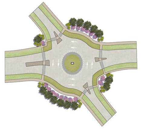 Exhibit C06-20. Typical Roundabout Layout, Overhead
            